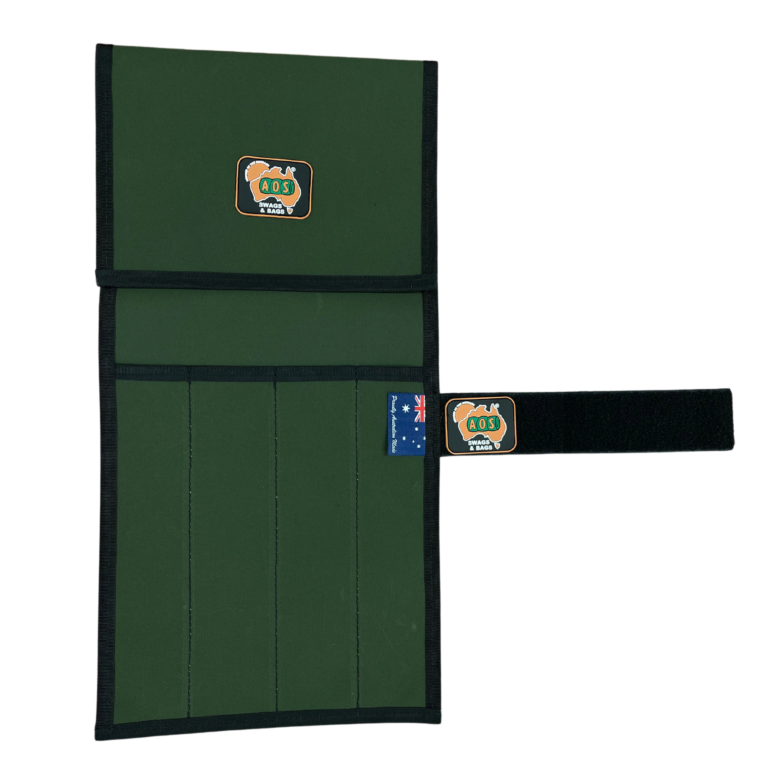 AOS Australian Made Canvas Knife, Tool & Utensil Wrap Roll – Full Canvas – Touch Tape Closure