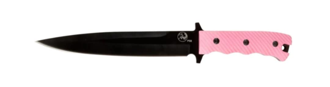 Knife, Pink G10 non slip handle with leather sheath