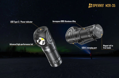 Speras M2R-35 Magnetic Base Torch Headlamp Combo