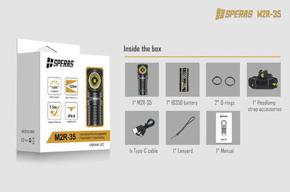 Speras M2R-35 Magnetic Base Torch Headlamp Combo