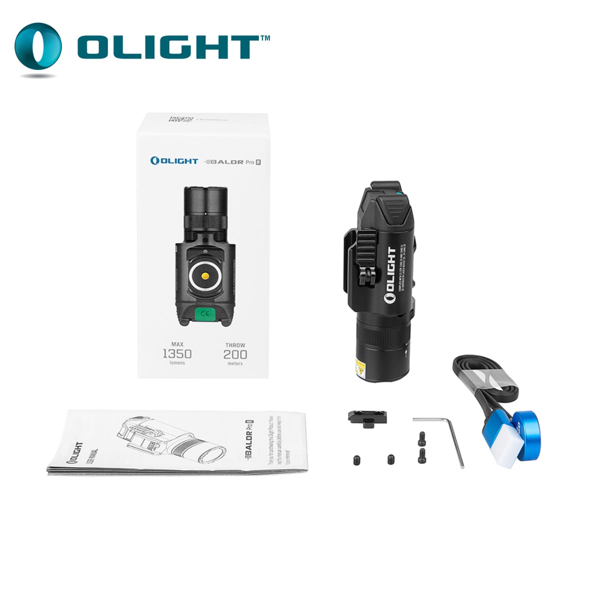 Olight BALDR Pro Rechargeable Rail Mount Light with Green Laser - 1350Lm