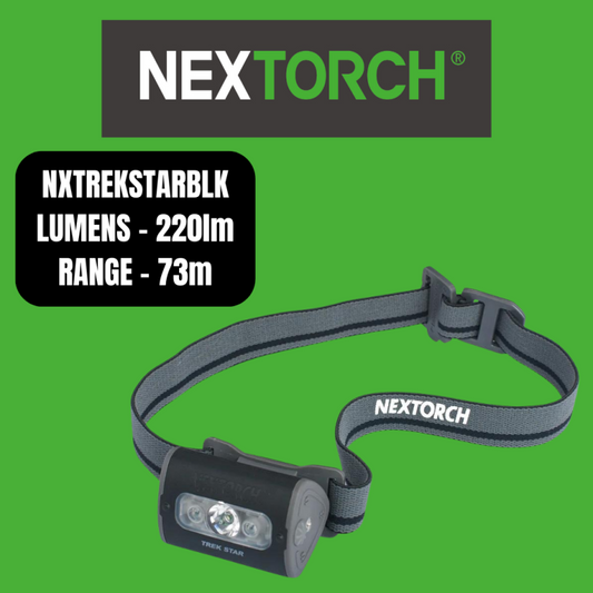 Nextorch H-Series Lightweight Headlamp, AAA Batteries, 4 Modes – NXTREKSTARBLK